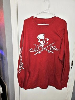 Salt Life Skull & Crossrods Long Sleeve Tee Red XXL
